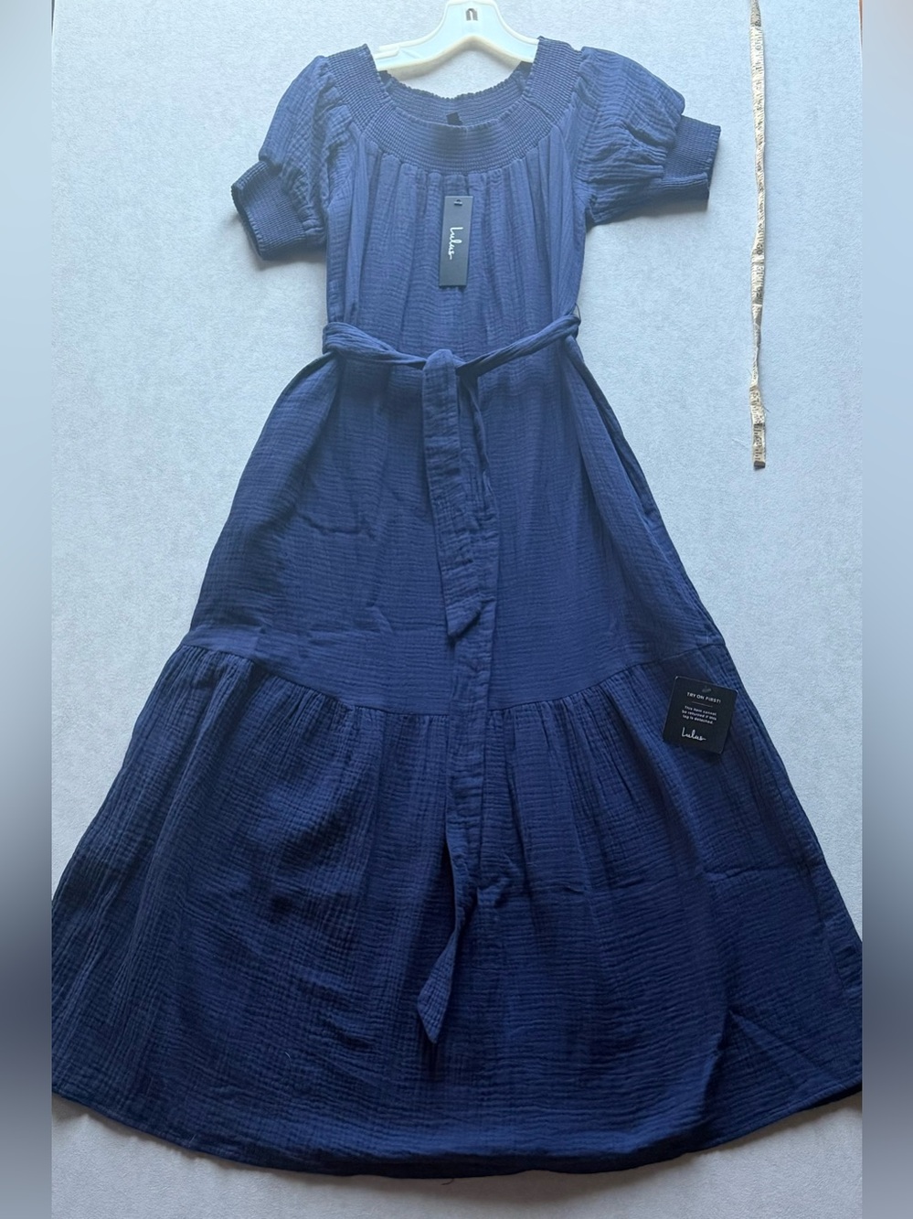 Lulu's Navy Maxi Dress with Tie Waist